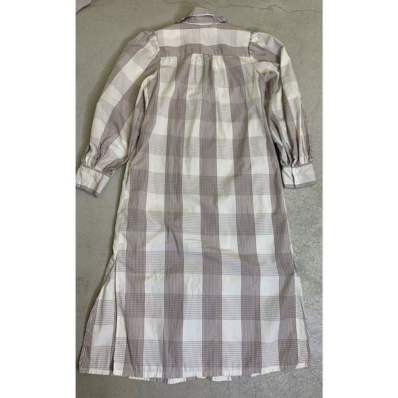 A New Day Shirt Dress Womens Small Tan Plaid Long Sleeve Tan Plaid Side Slits - Picture 8 of 12